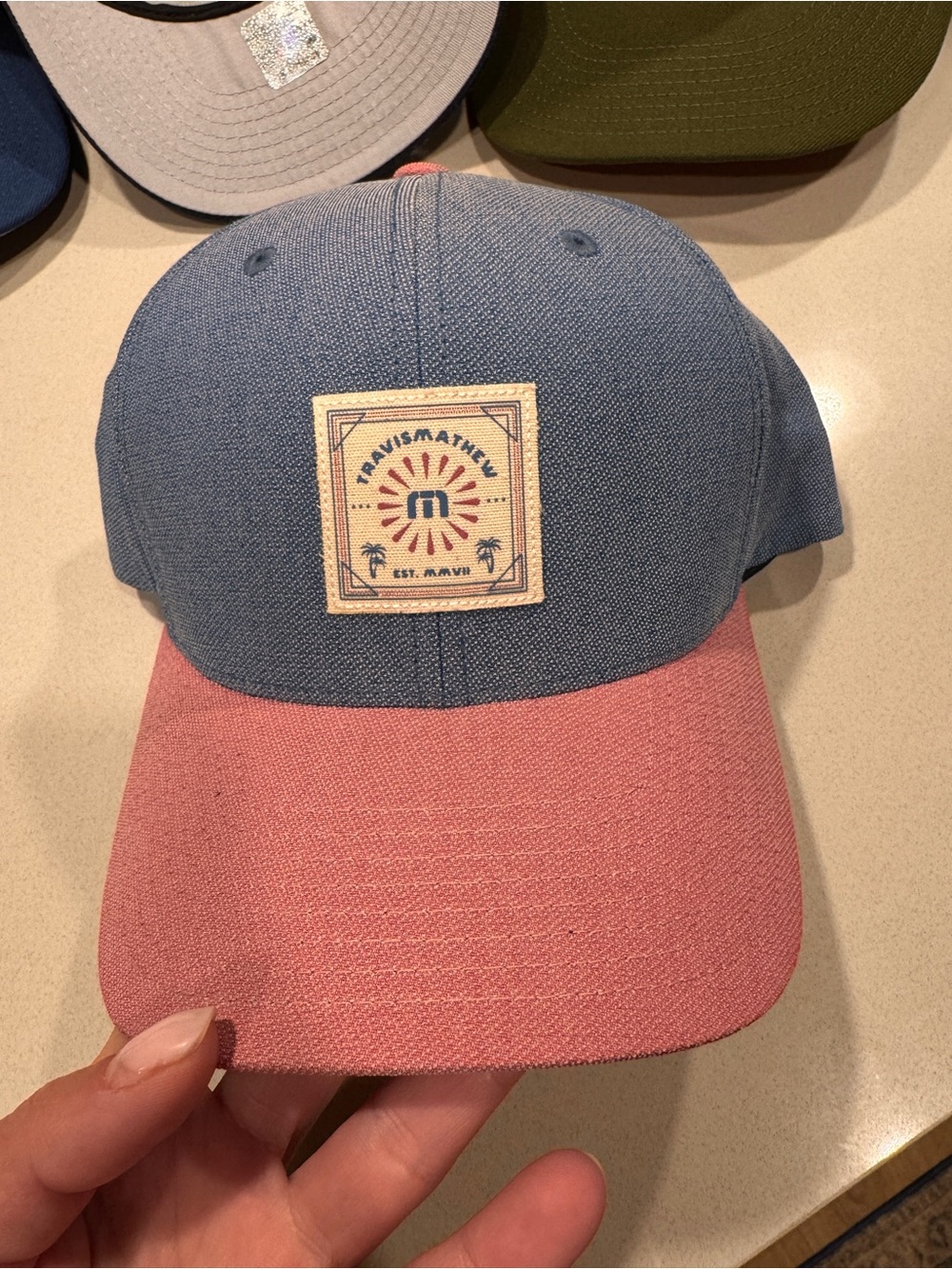 Travis Mathew Two-Tone Blue & Pink Baseball Cap